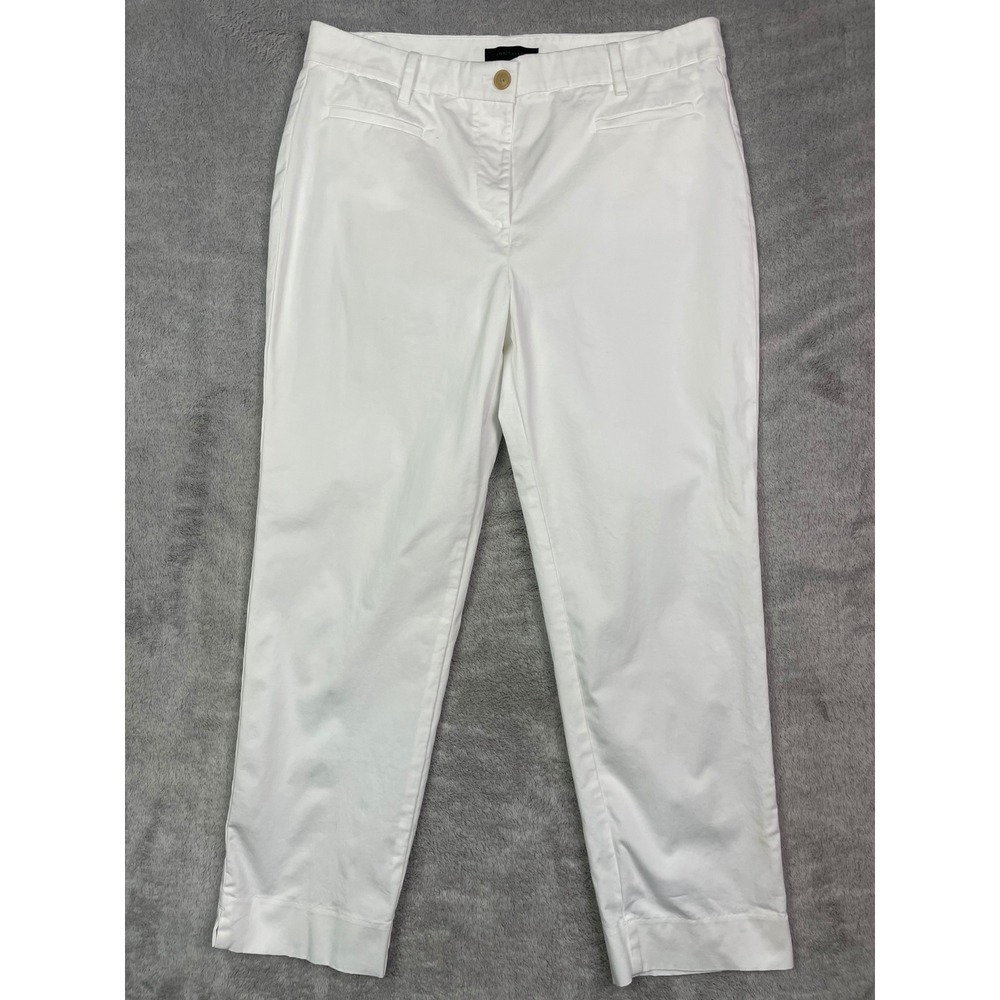 ANN TAYLOR Women Size 10 White Ankle Chino Pants Stretch Cotton Casual Workwear